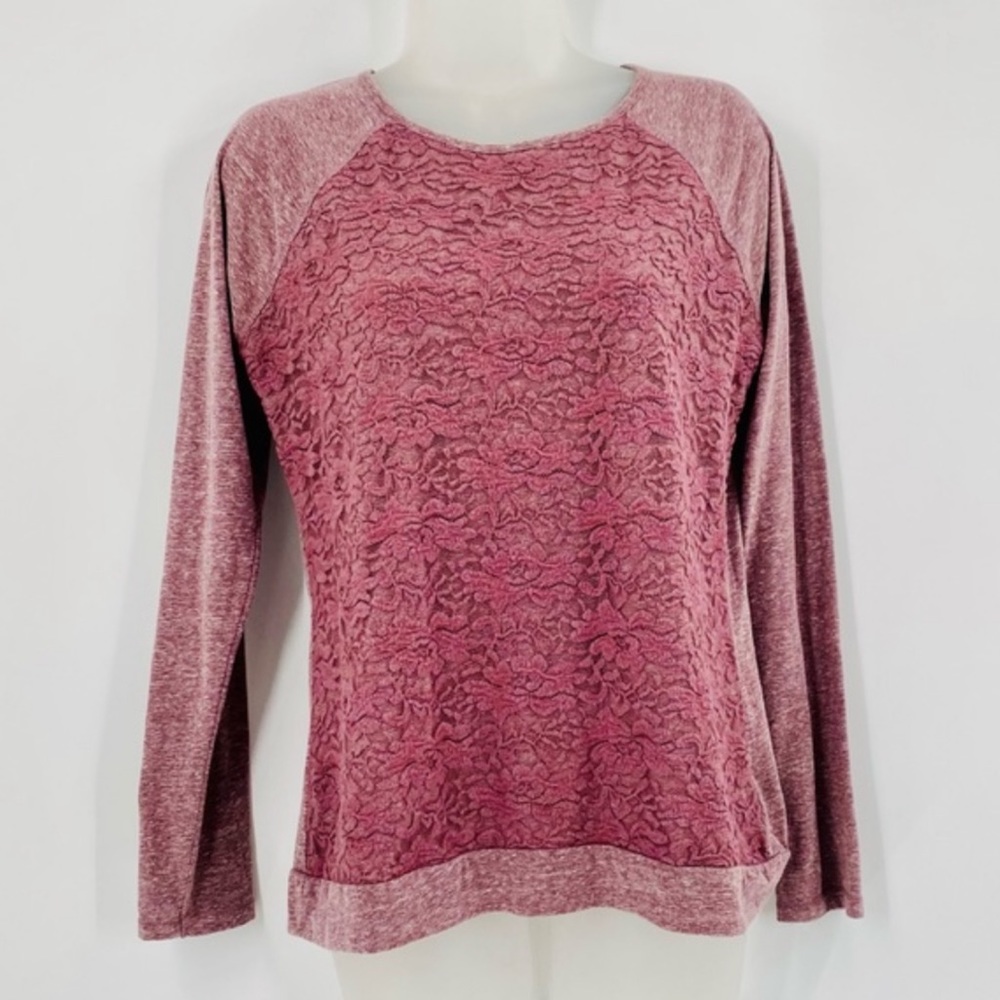FADED GLORY Long Sleeve Lace Top 0144